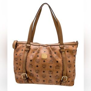 MCM Brown Visetos Monogram Tote